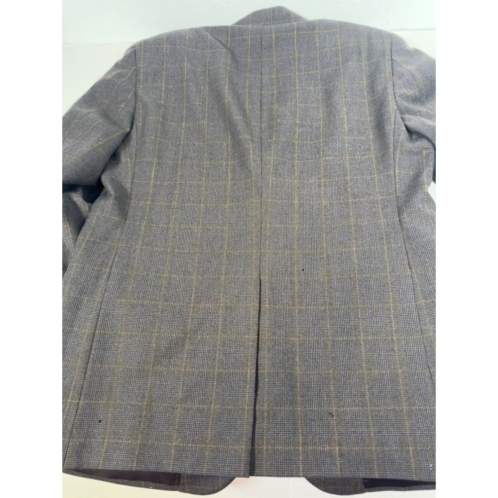 Jos A Bank Signature Collection Blazer‎ Mens 42R Brown Blue Glen Plaid 100% Wool